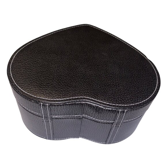 Heart-Shaped Black Faux Leather Jewelry Box With Velvet Interior & Mirror - Picture 6 of 7